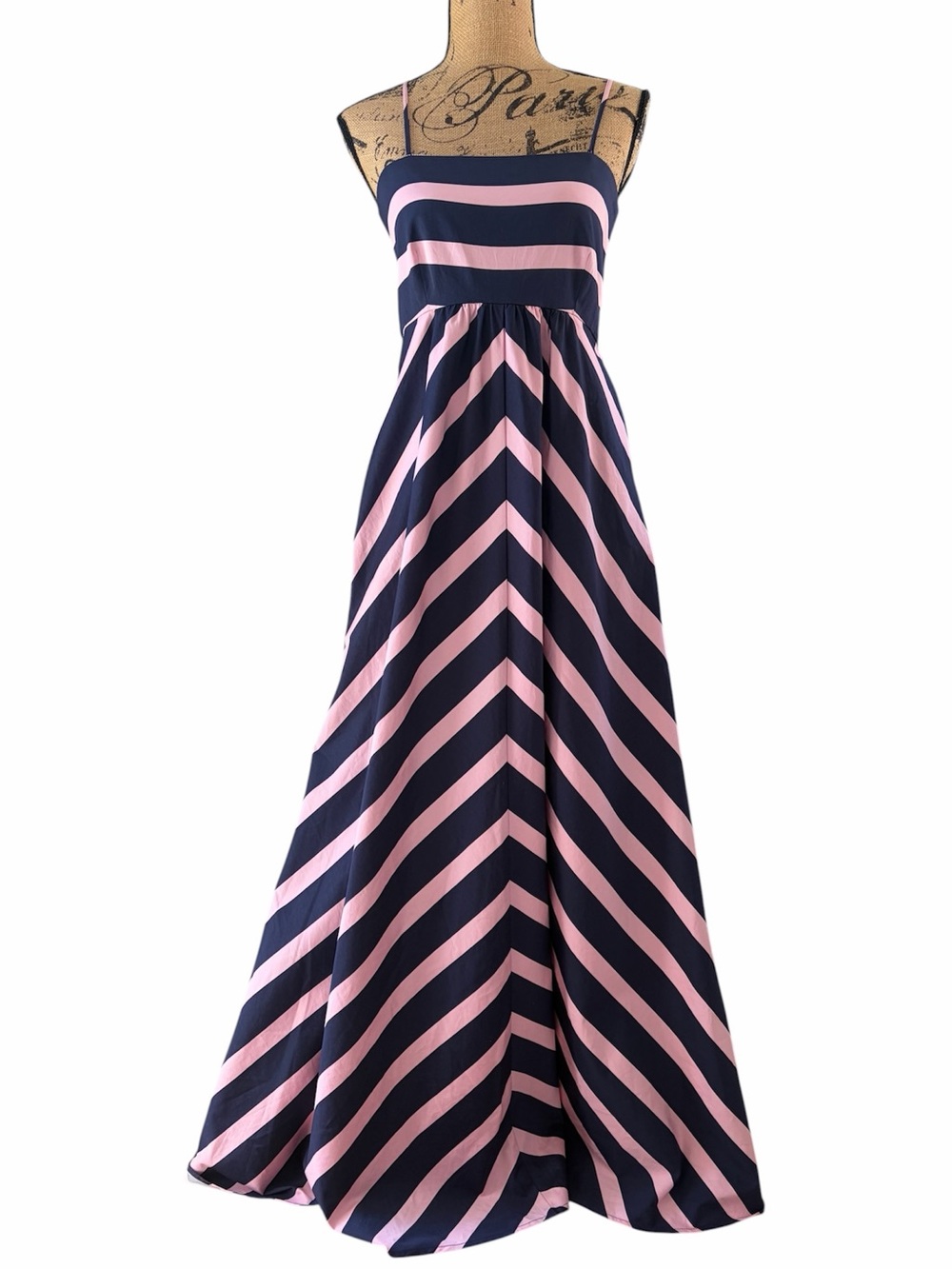 Jessica Simpson Maternity New Rosborne Striped Navy Pink Maxi Dress Womens Small